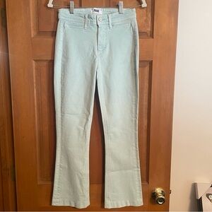 Paige Collette Crop Flare Jeans Pale green mint denim Size 25 NWT